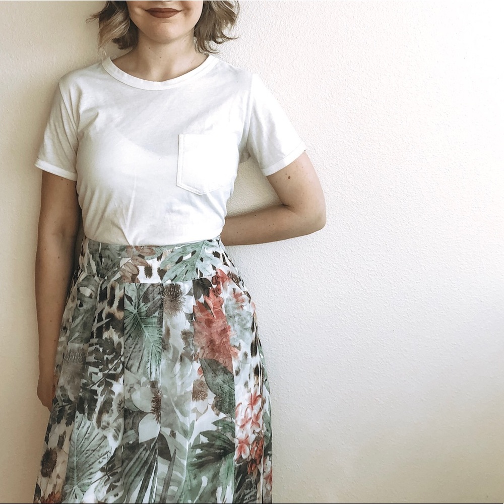 Midi palm tree skirt with pockets